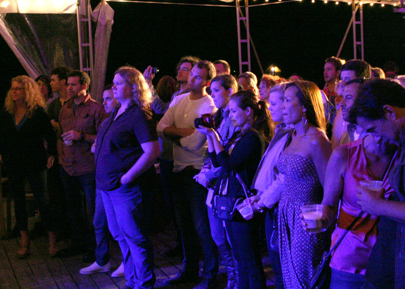Fans enjoy the Dewey Beach Music Conference on the Rusty Rudder deck Saturday night. Look closely at the fifth person from the left. He's former "Malcolm in the Middle" star Frankie Muniz, who was in town last week to catch all the live music. Muniz is drummer in the band You Hang Up, and joined York, Pa. band Kingsfoil this year. BY PAT IRELAN